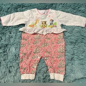 Adorable White and Pink Animal Print Bodysuit
